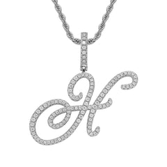 Hip-Hop Cursive Letter Pendant Necklace