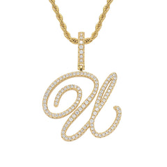 Hip-Hop Cursive Letter Pendant Necklace