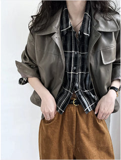 Women's Fall Lapel Short Motorcycle Jacket