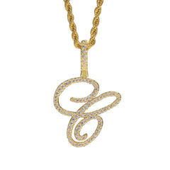 Hip-Hop Cursive Letter Pendant Necklace