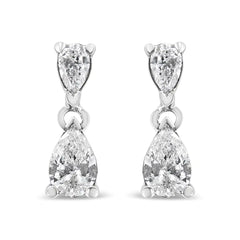 14K White Gold Pear Shape Lab Grown Diamond Dangle Stud Earrings (G-H Color, VS2-SI1 Clarity)