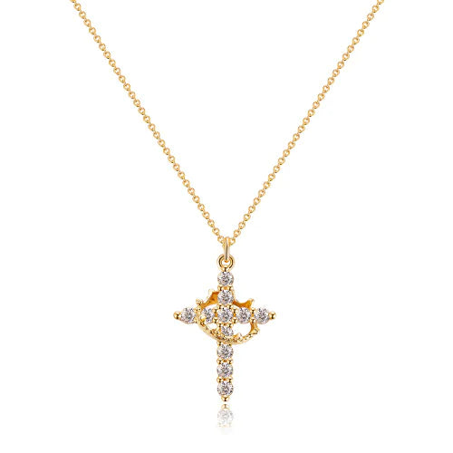 Rotatable Cross Crown Necklace