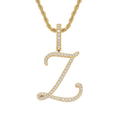 Hip-Hop Cursive Letter Pendant Necklace