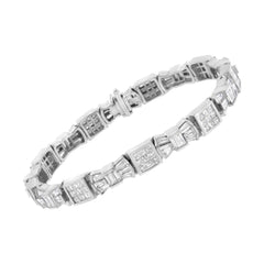 14K White Gold Princess and Baguette-Cut Diamond Mod Bow Bracelet (9.00 cttw, G-H Color, VS2-SI1 Clarity)