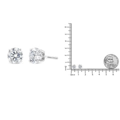 IGI Certified 14K White Gold 1 1/2 Cttw Round Diamond Solitaire Stud Earrings with Screwbacks (F-G Color, I1-I2 Clarity)