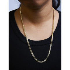 Semi-Solid 14K Yellow Gold 4.5mm Miami Cuban Chain Necklace - Unisex Chain