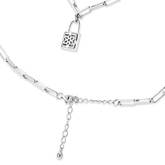 .925 Sterling Silver 1/10 Cttw Round Diamond Lock Pendant Paperclip Chin Necklace (H-I Color, SI1-SI2 Clarity)