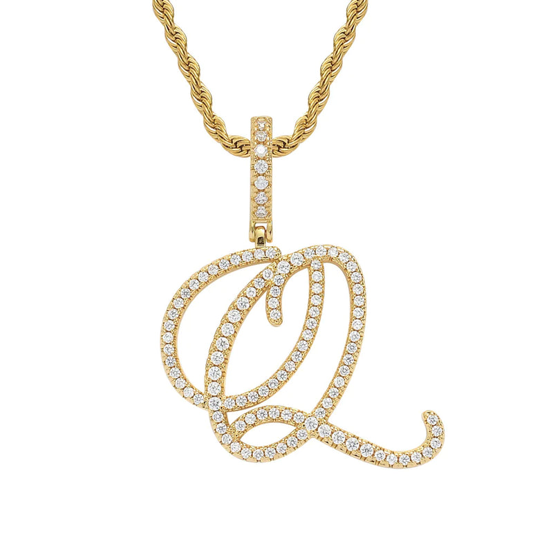 Hip-Hop Cursive Letter Pendant Necklace