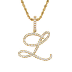 Hip-Hop Cursive Letter Pendant Necklace