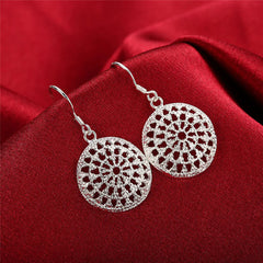 Silver-Plated Hollow Disc Earrings