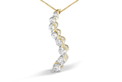 AGS Certified 14k Yellow Gold 3.0 Cttw Baguette and Brilliant Round-Cut Diamond Journey 18" Pendant Necklace (G-H Color, I1-I2 Clarity)