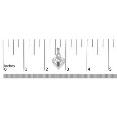 .925 Sterling Silver 5x3mm Pear Emerald Gemstone with Diamond Accent Heart Dangle Stud Earrings (H-I Color, SI1-SI2 Clarity)