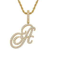 Hip-Hop Cursive Letter Pendant Necklace