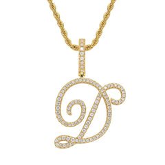 Hip-Hop Cursive Letter Pendant Necklace