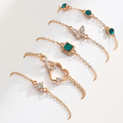 Bohemian Green Crystal 5pc Bracelet Set