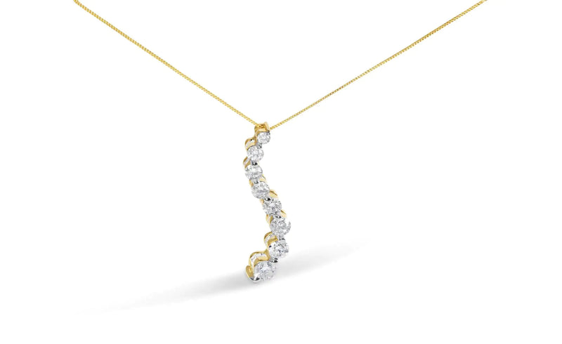 AGS Certified 14k Yellow Gold 3.0 Cttw Baguette and Brilliant Round-Cut Diamond Journey 18