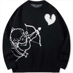 Unisex Loose-Fit Angel Jacquard Sweater