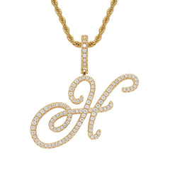 Hip-Hop Cursive Letter Pendant Necklace