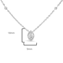 14K White Gold 1/3 Cttw Round Diamond Marquise Shaped Station Necklace - (H-I Color, SI1-SI2 Clarity) - 18"