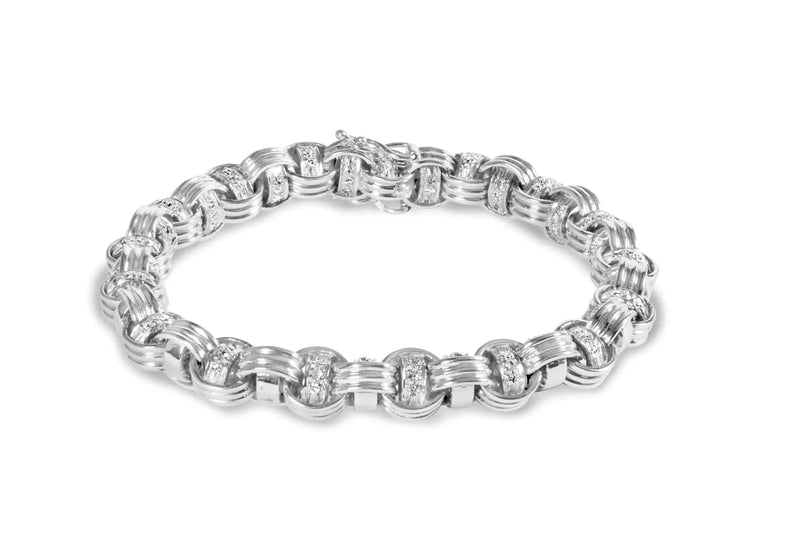 14K White Gold 1/2 Cttw Diamond Knotted Byzantine Link Bracelet (H-I Color, I2-I3 Clarity) - 7