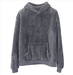 Men's Velvet Hooded Sweatshirt - Plush & Reversible with Pockets