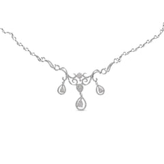 14K White Gold 3 1/2 Cttw Diamond Statement Drop and Dangle Necklace (G-H Colors, SI1-SI2 Clarity)